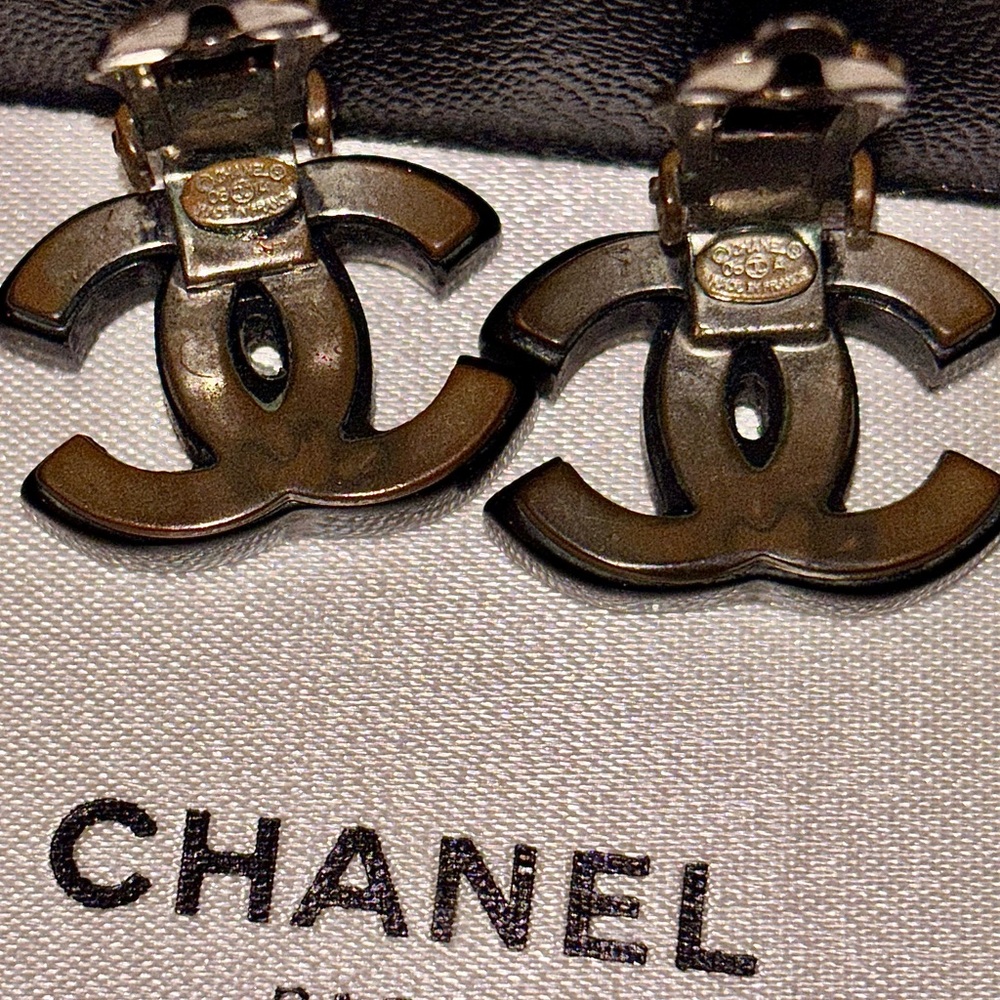 CHANEL Blue Crystal Logo Earrings - Authentic- with Box/Bag - Picture 13 of 13